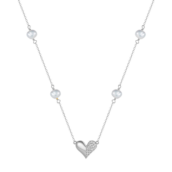 CA542 Freshwater Pearl Heart Necklace