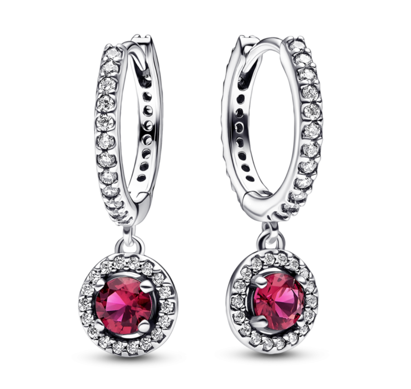 P544 Red Halo Cz Hoops