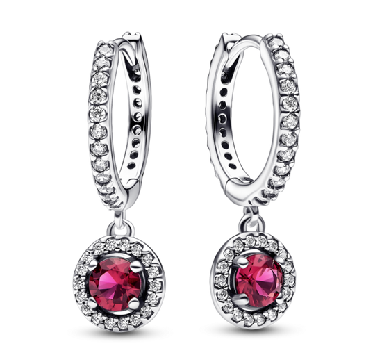 P544 Red Halo Cz Hoops