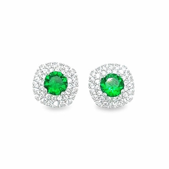 P488 Pendientes de Piedra Verde con CZ