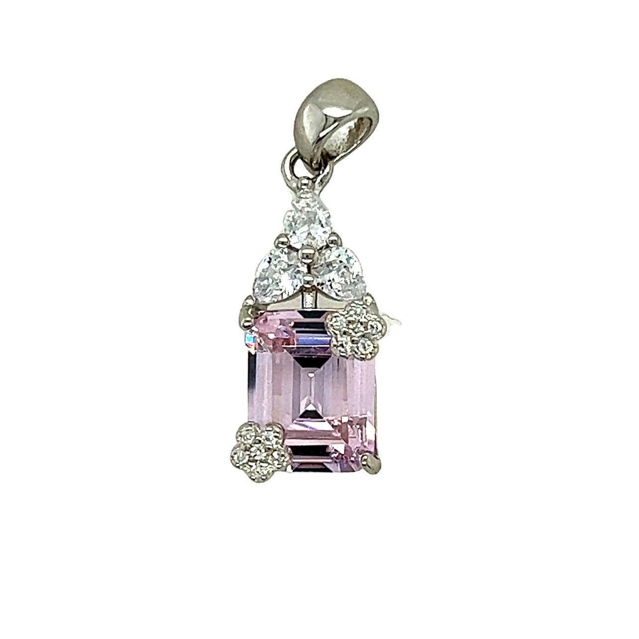 D1607 fuchsia Stone with CZ Pendant