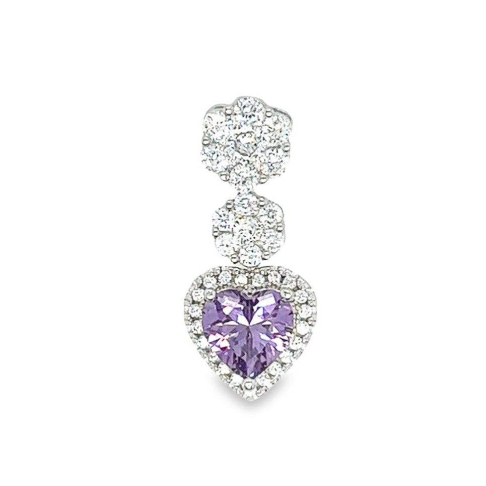 D1611 Purple Heart with CZ Pendant