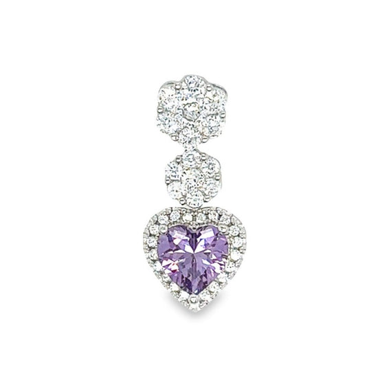 D1611 Purple Heart with CZ Pendant