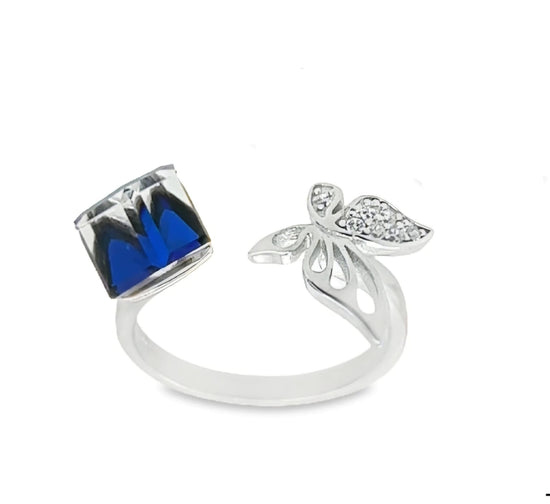 R931 Adjustable Color Changing Crystal Butterfly Ring