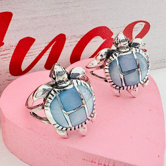 R1085 Blue Stone Turtle Ring