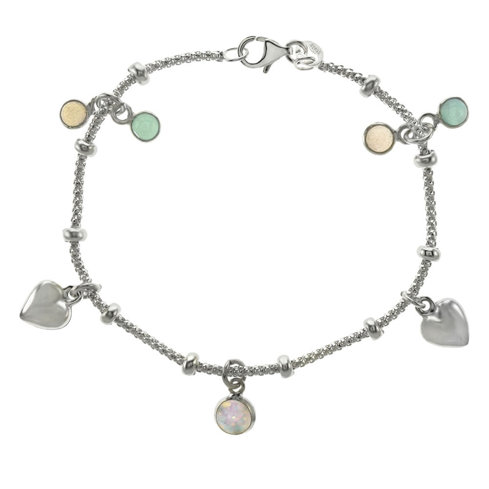 M342  Heart and Opal stone Bracelet