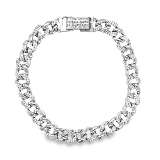 M361 Brazalete de eslabones cubanos Mónaco con microdiamantes 7,5 mm