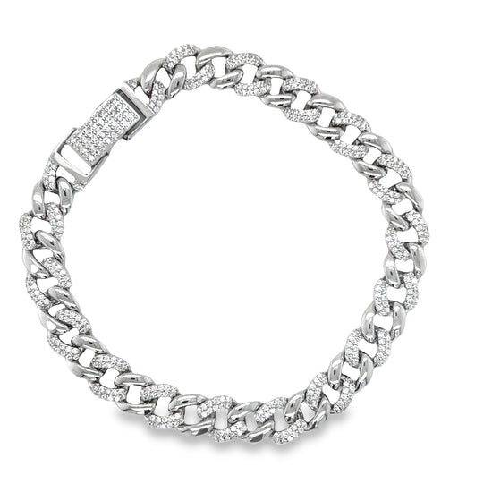 M361 Brazalete de eslabones cubanos Mónaco con microdiamantes 7,5 mm