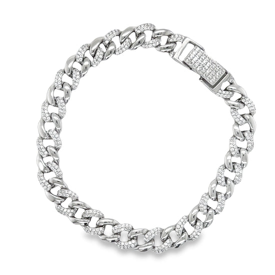 M361 Brazalete de eslabones cubanos Mónaco con microdiamantes 7,5 mm