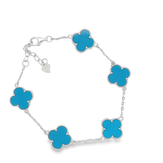 M362 Pulsera Trébol Flor Azul