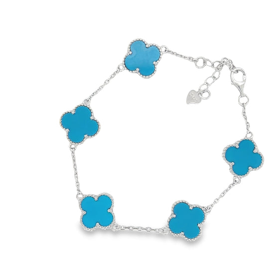 M362 Pulsera Trébol Flor Azul