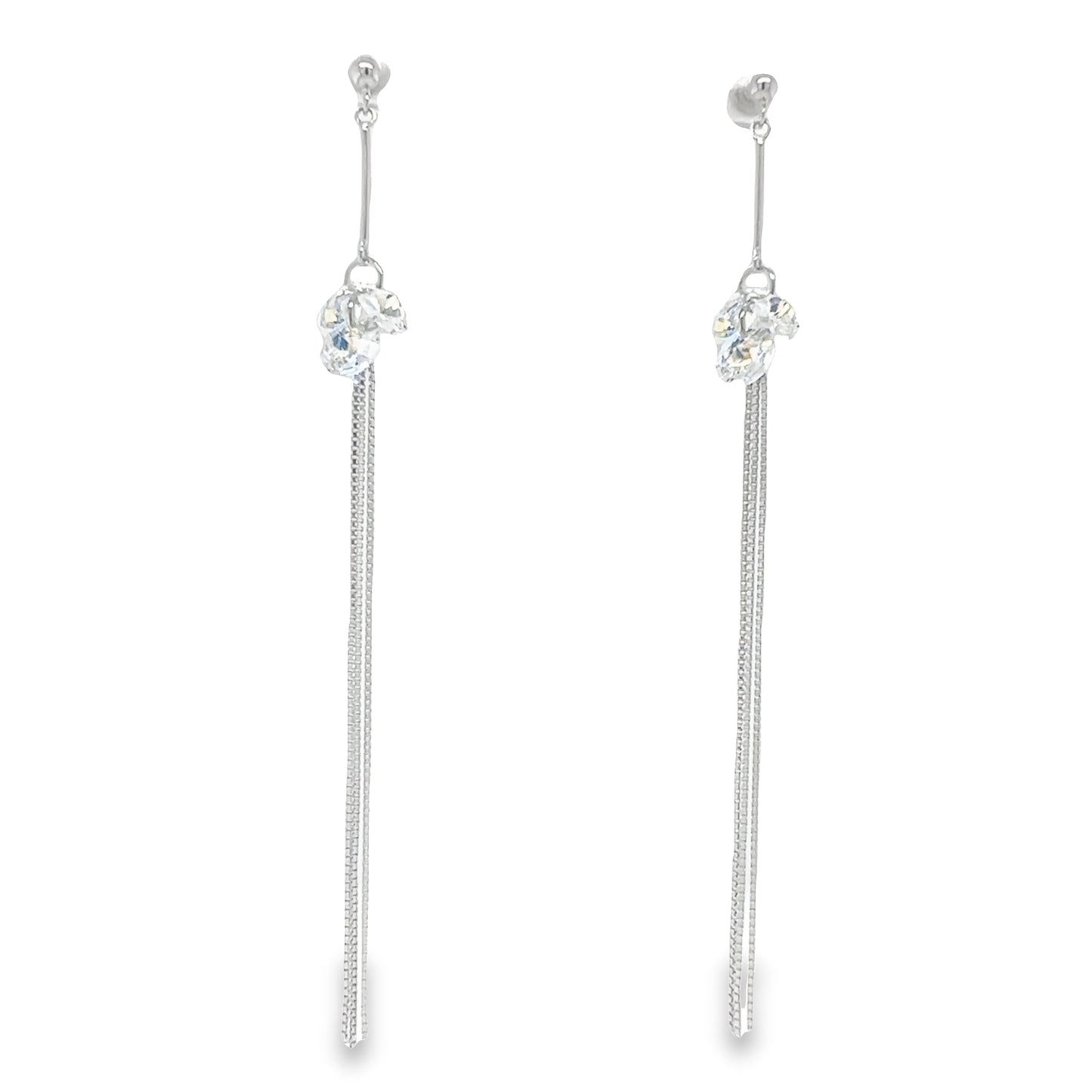 P458 3 CZ Stones Long Earrings