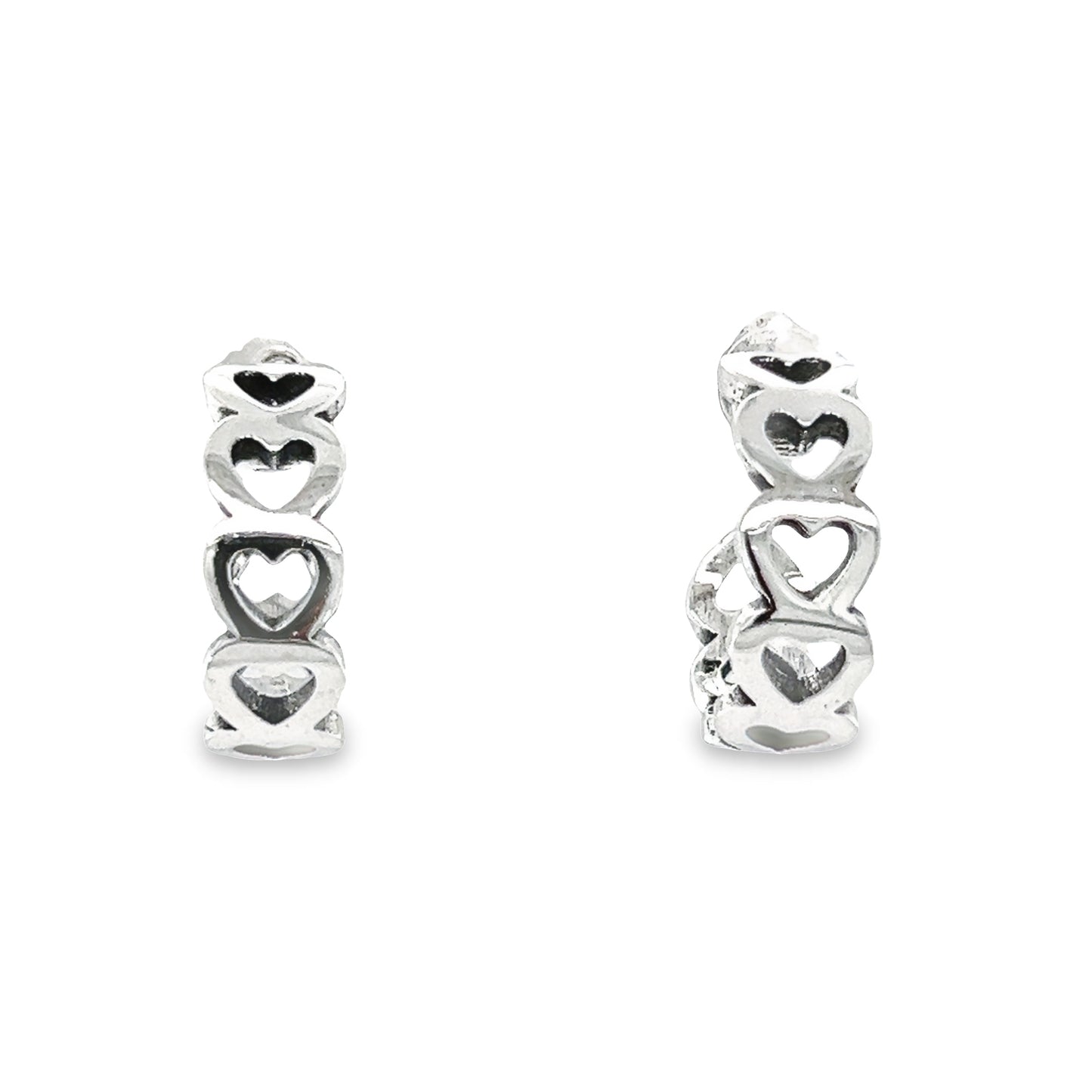 P491 Small Linked Heart Hoops Earring