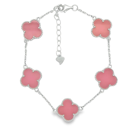 M364 Pulsera Trébol Flor Rosa