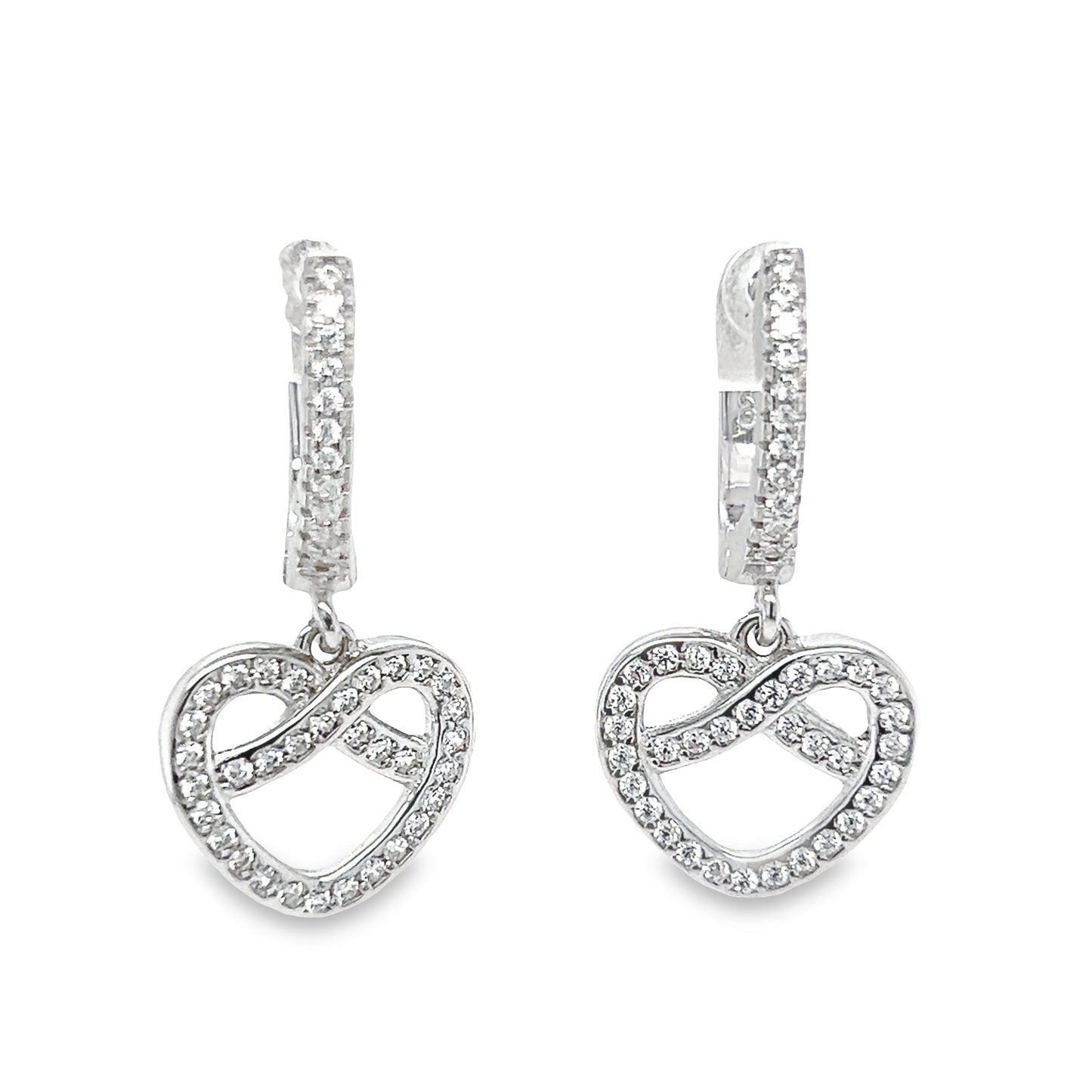 P498 Heart Infinite With CZ Hoops Earring