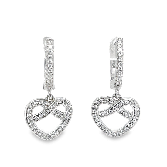 P498 Heart Infinite With CZ Hoops Earring