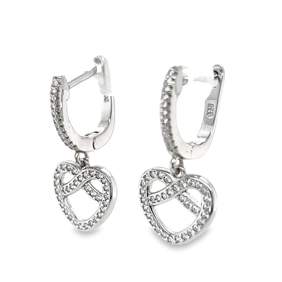 P498 Heart Infinite With CZ Hoops Earring