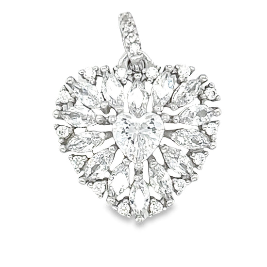 D1628 CZ Heart Stone with CZ Heart Pendant