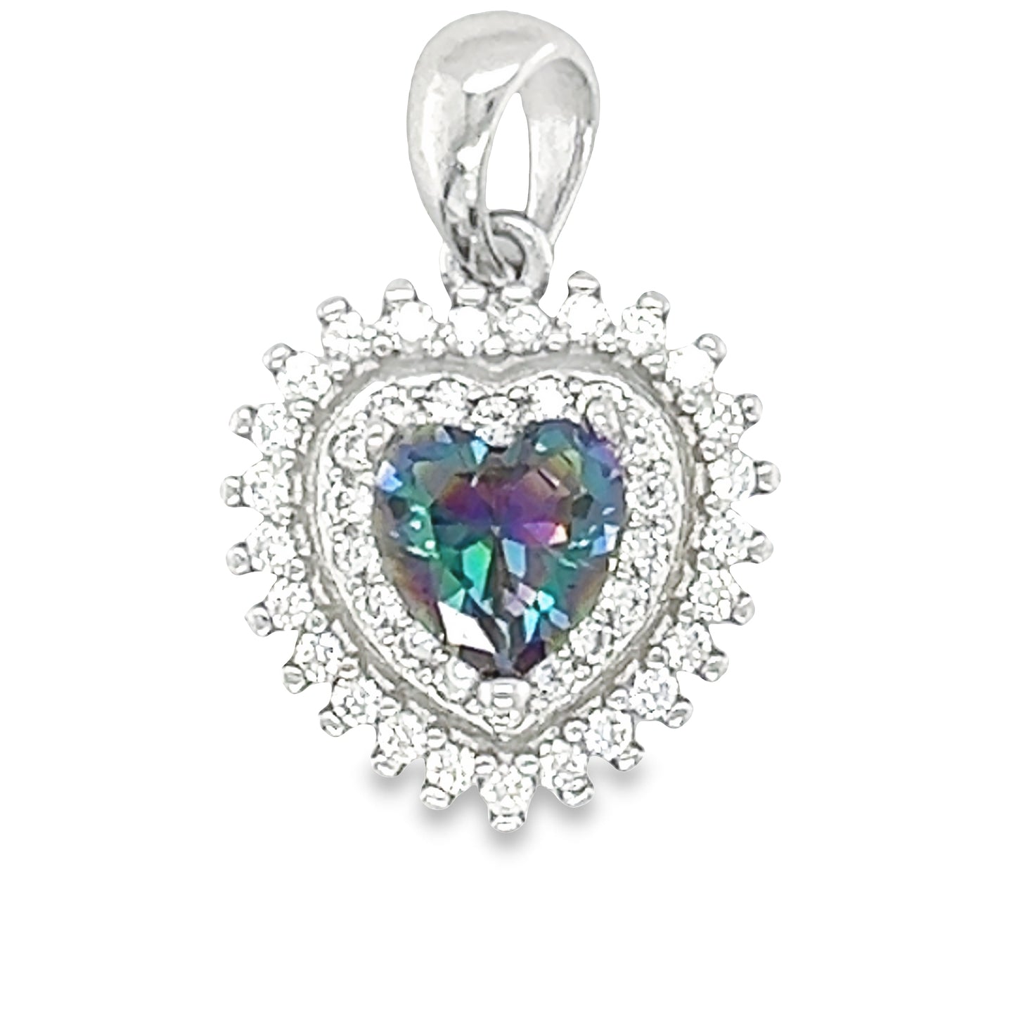 D1629 Alexandrite Heart Stone with CZ Pendant