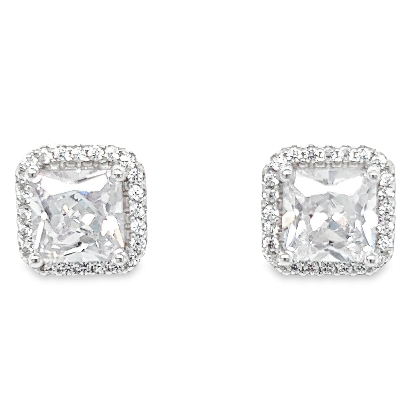 A772 CZ Stone with CZ Post Earrings