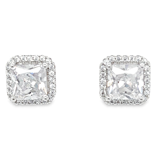 A772 CZ Stone with CZ Post Earrings