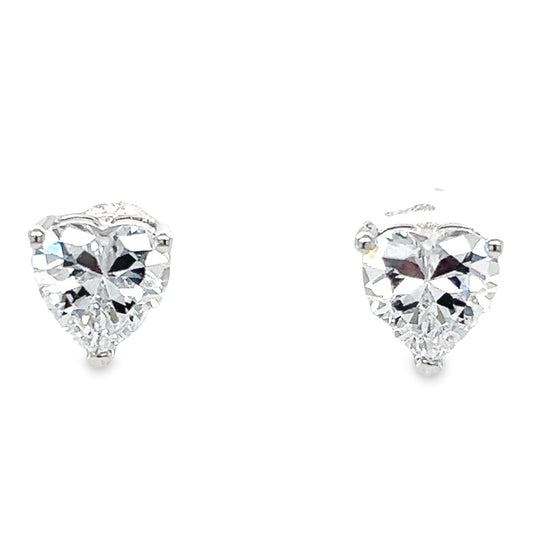 A773 CZ Heart Stone Post Earrings