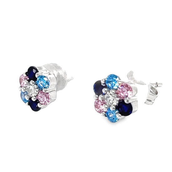 A774 Multicolor Flower Post Earrings