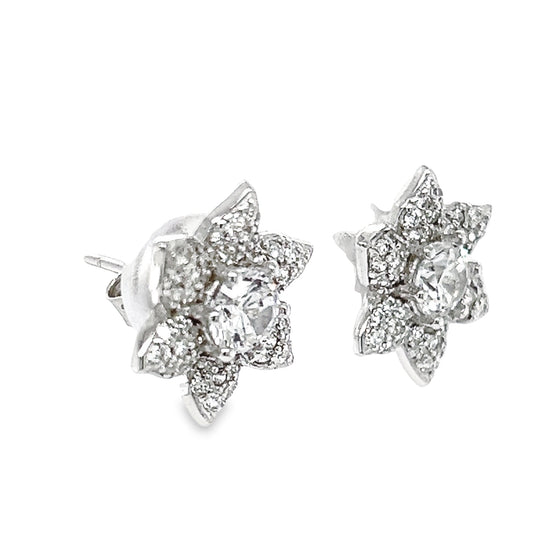 A776 CZ Stone Flower Post Earrings