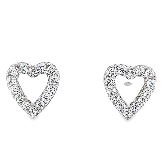 A782 CZ Heart Post Earrings