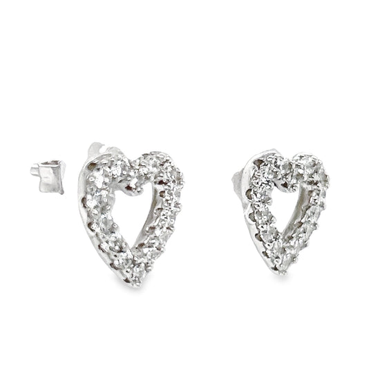 A782 CZ Heart Post Earrings