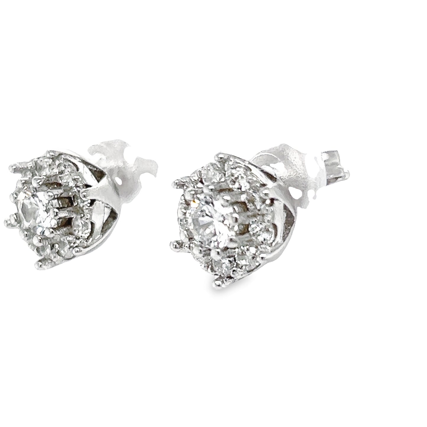 A763 CZ Stone Flower Post Earrings