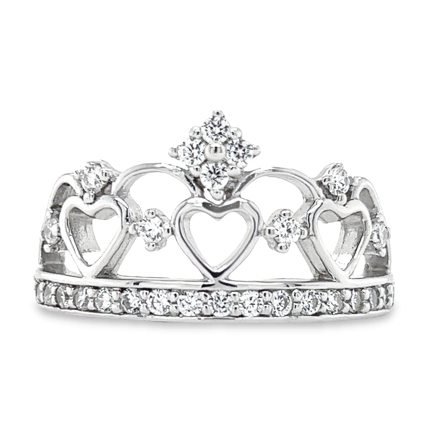 R814 Hearts Crown with CZ Ring