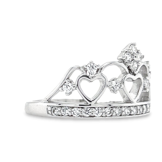 R814 Hearts Crown with CZ Ring