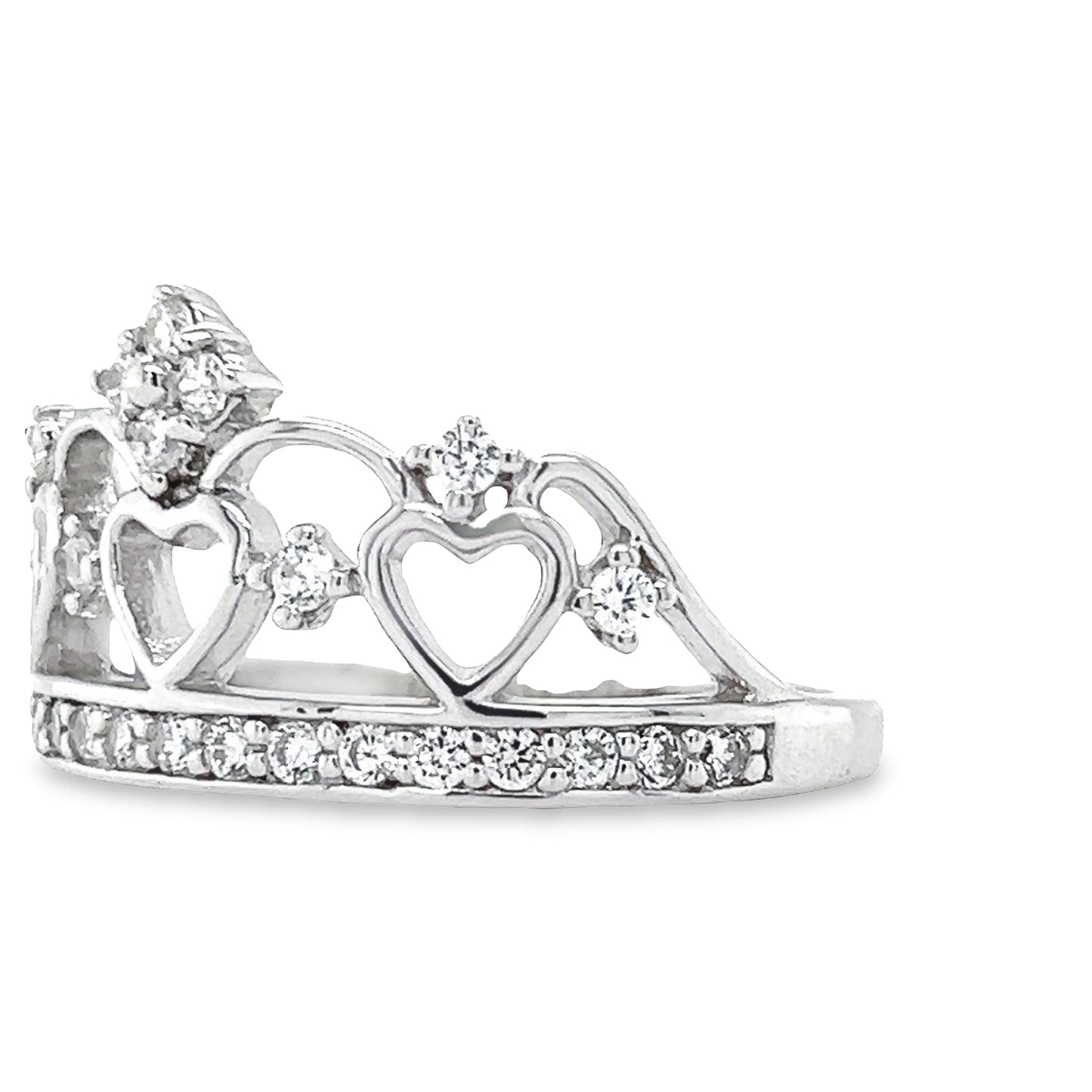 R814 Hearts Crown with CZ Ring