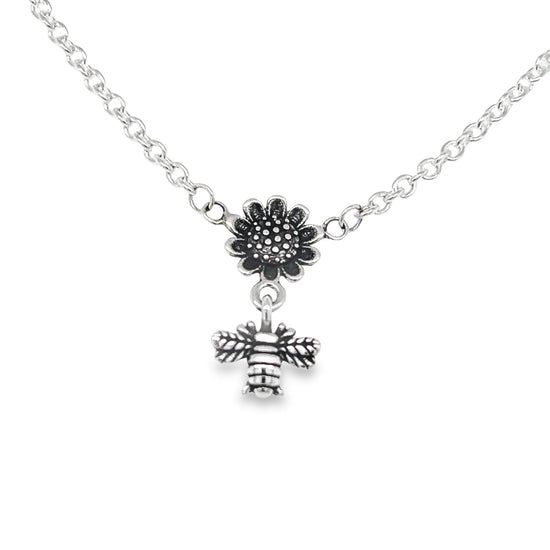 CA238 Sunflower bee necklace