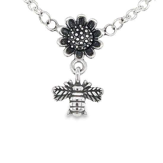 CA238 Sunflower bee necklace