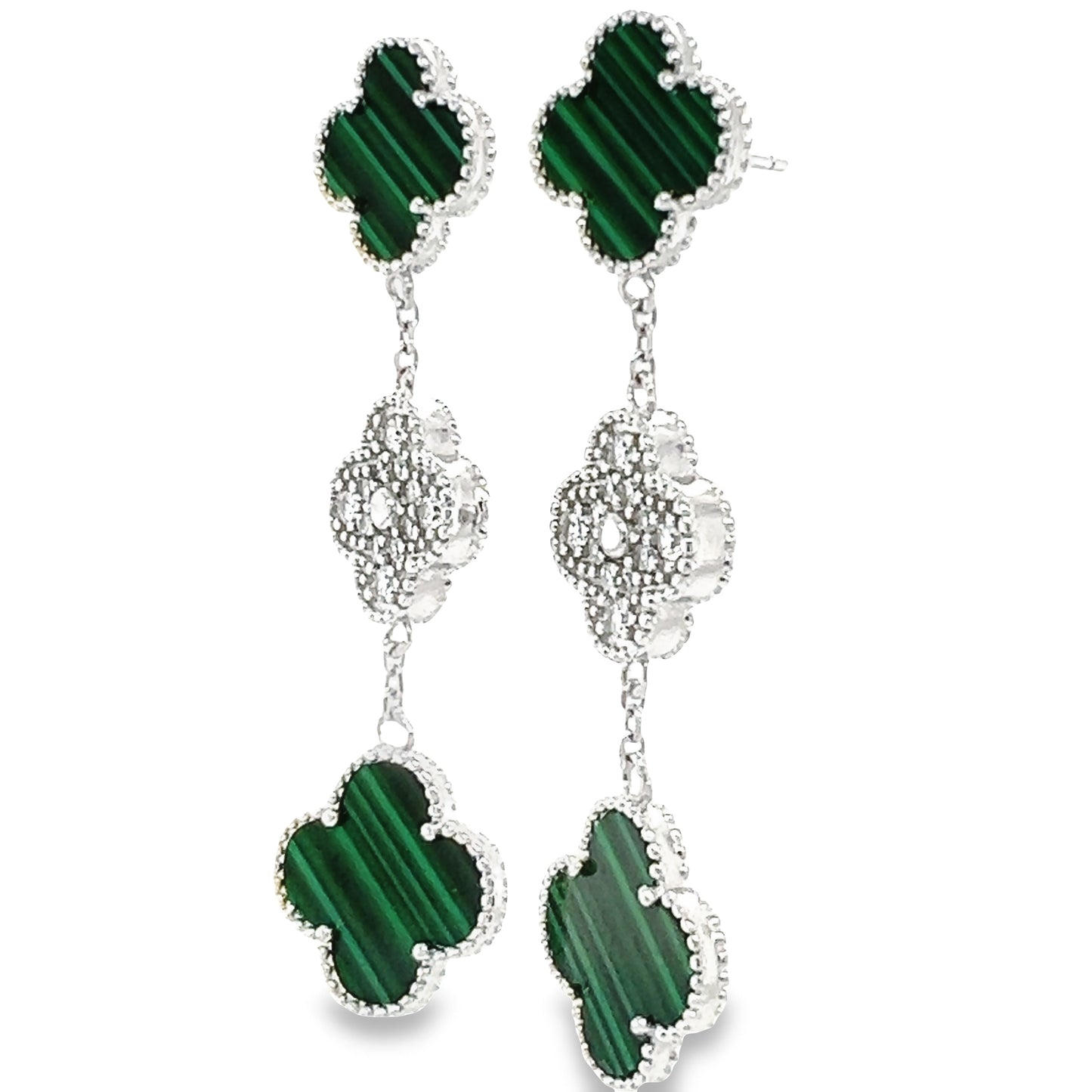 P448 Green Flower Earring