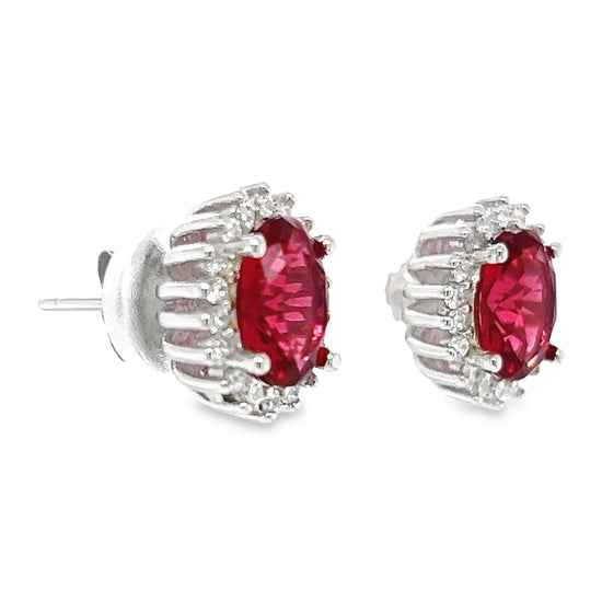 A681 Round Diamond Cz Marron Post Earrings