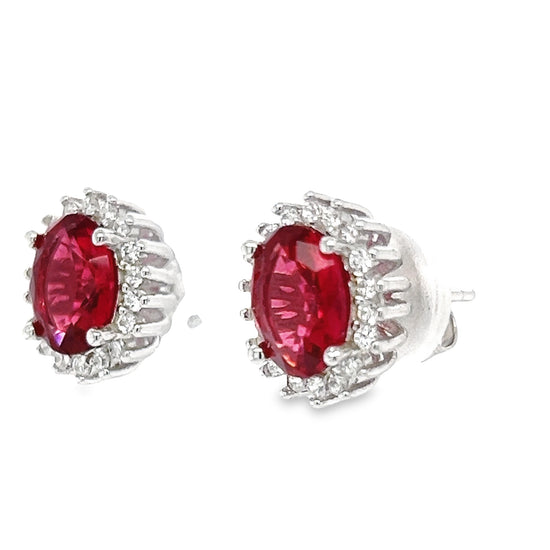 A681 Round Diamond Cz Marron Post Earrings