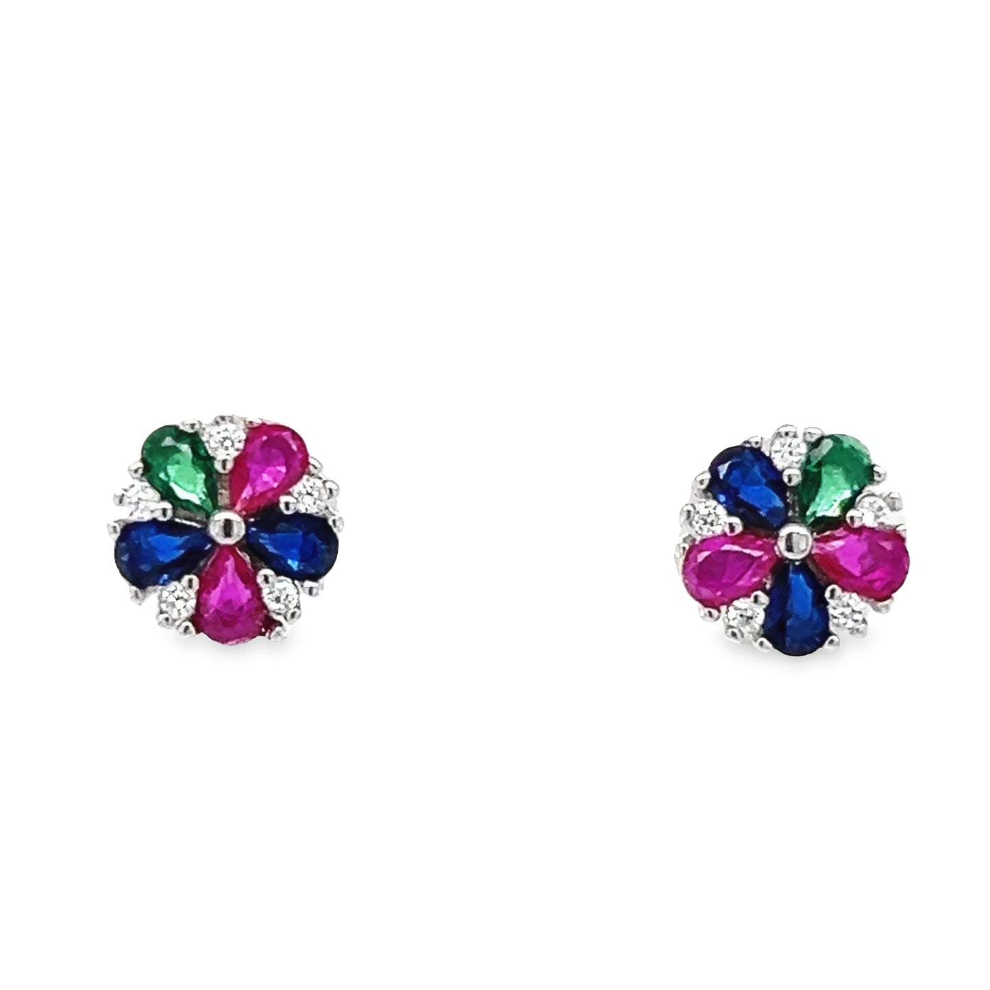 A660 Pendientes con Poste de Flores Multicolores