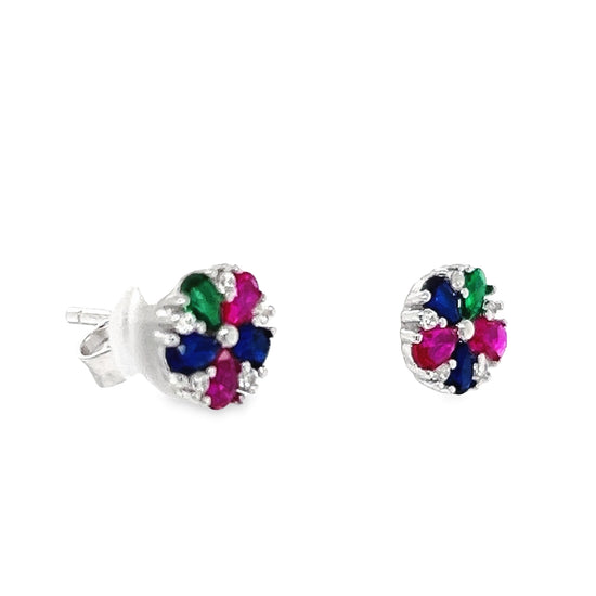 A660 Pendientes con Poste de Flores Multicolores