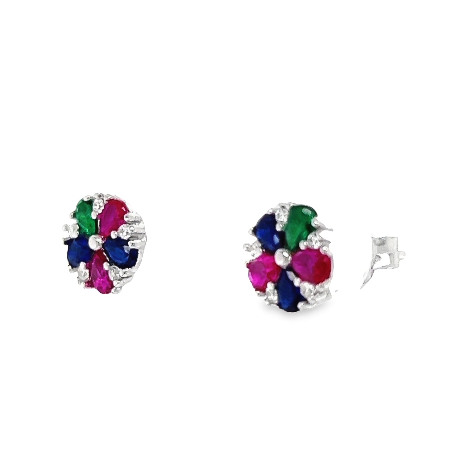 A660 Multicolor Flower Post Earrings