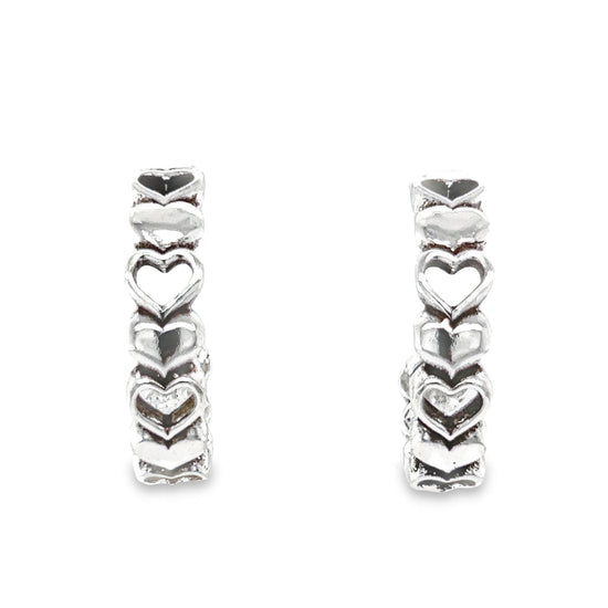 P505 Heart Linked Hoops Earrings