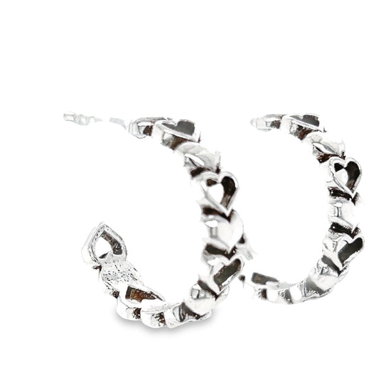 P505 Heart Linked Hoops Earrings