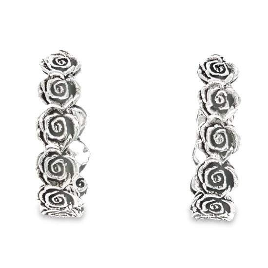 P507 Linked Flower Hoops Earrings