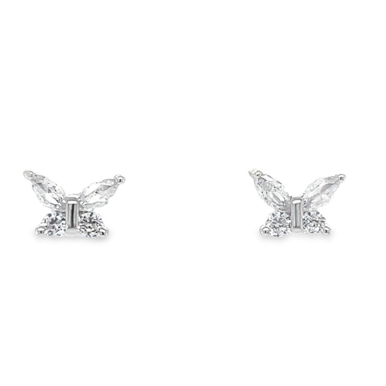 A800 Butterfly Clear stone with CZ Post Earrings