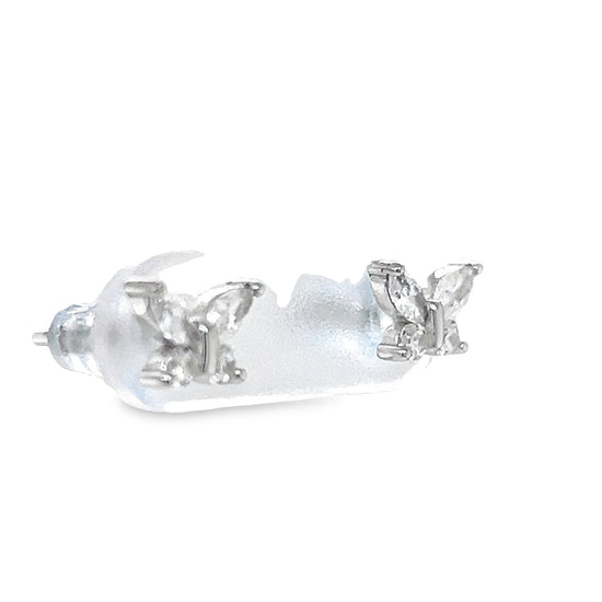 A800 Butterfly Clear stone with CZ Post Earrings