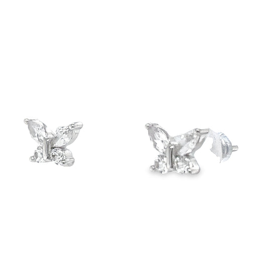 A800 Butterfly Clear stone with CZ Post Earrings