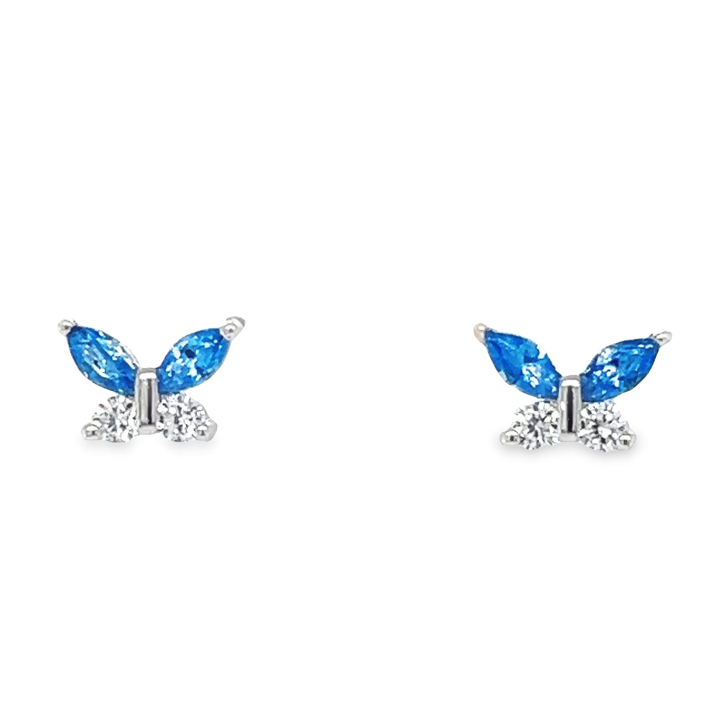 A801 Pendientes de mariposa azul con poste de circonita