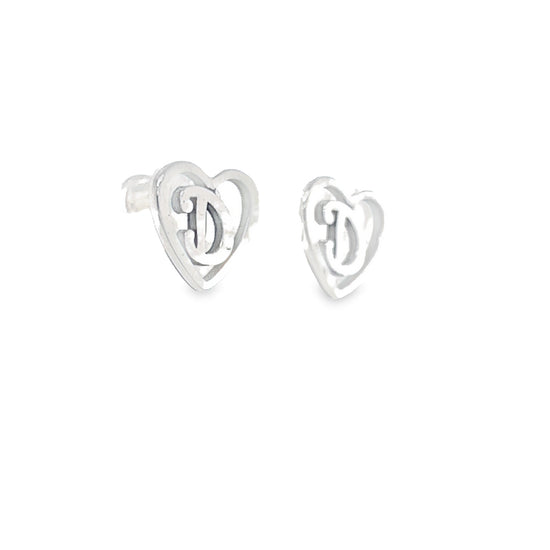 A428 Heart Letter D Post Earrin